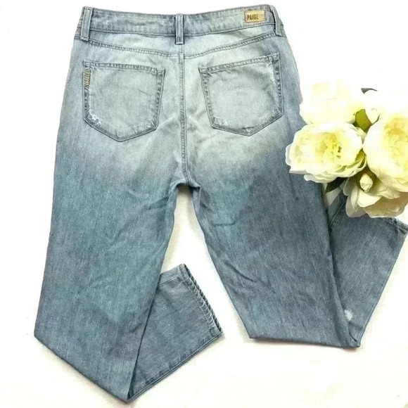 Paige Callie Crop Broke Distress Light Wash Boyfriend Midrise Ankle Jean Size 28 - Picture 6 of 15